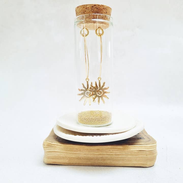 Abstract Sun Gold Oval Hoop Earrings in a Bottle for wholesale by Zamsoe