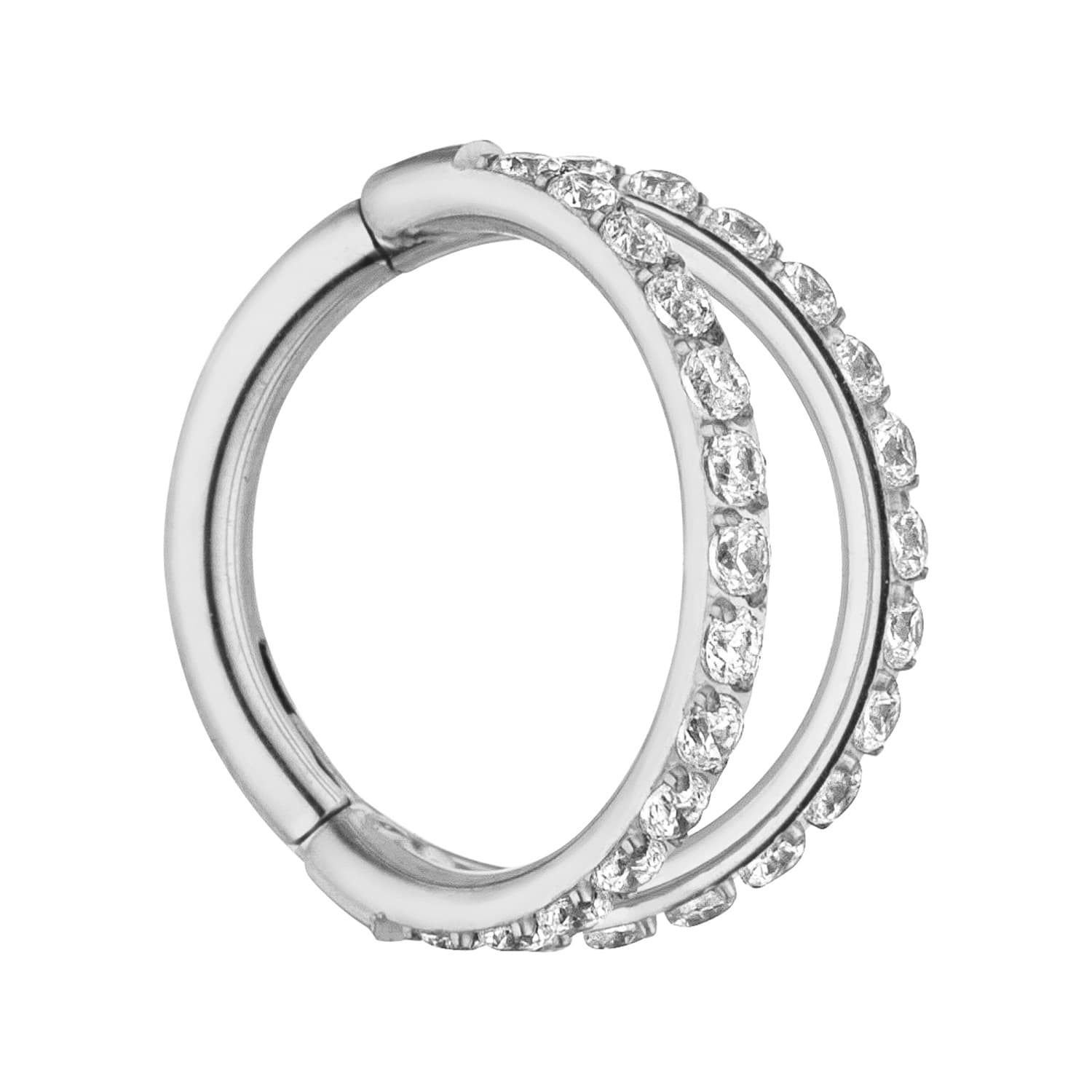 Schmuckgroßhandel - Venta al por mayor Pendiente sin pareja - Piercing doble con cierre clicker de titanio1