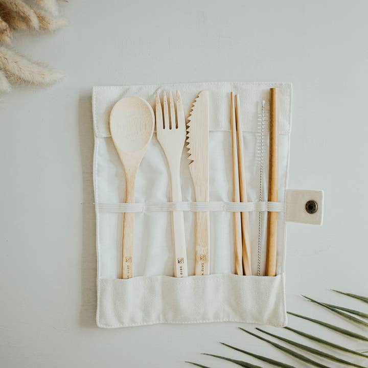 Zero Waste MVMT - Wholesale Assorted Cutlery Set - Travel Bamboo Cutlery Set | Eco-Friendly Utensils with Pouch