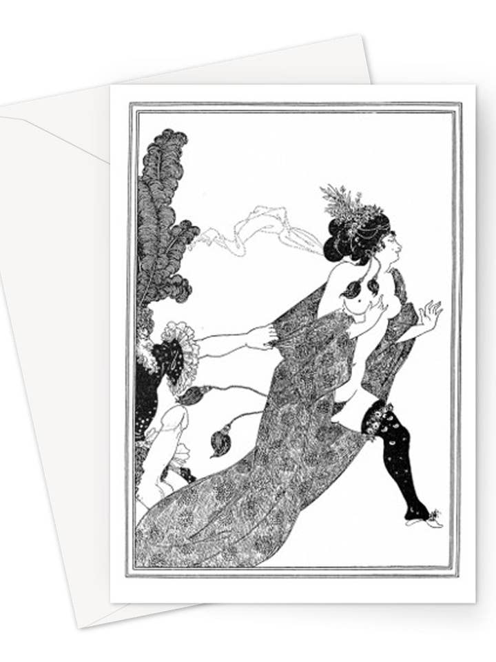 Cinesias Entreating his wife Myrrhina by Aubrey Beardsley from Lysistrata by Aristophanes, 1896 - greeting card for wholesale by Flashback Shop