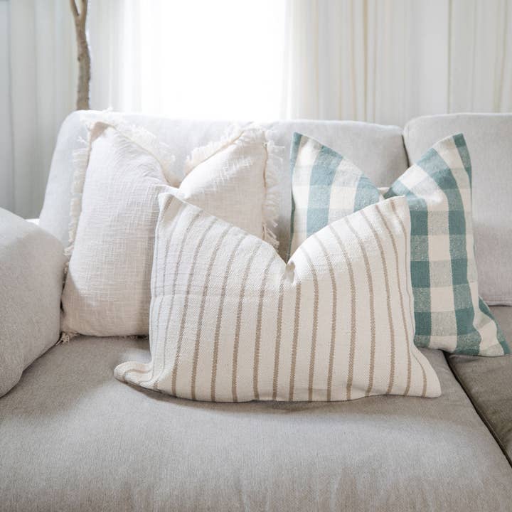 Cozy Prairie Linens Co. - Wholesale Throw Pillow Cover - Signature Woven Warm Blue Gingham Pillow Cover