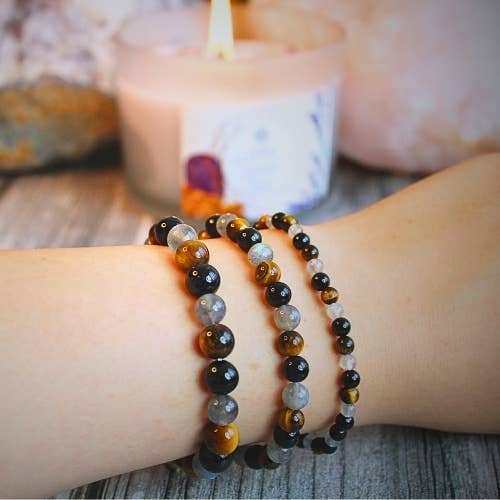 Green Tree - Wholesale Beaded Bracelet - Labradorite, Black Tourmaline & Tiger Eye Beaded Bracelet0