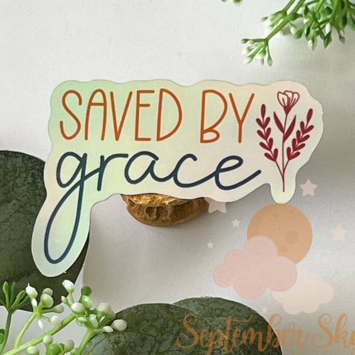 Saved by Grace Sticker | Waterproof Sticker | Hydro Sticker for wholesale by September Sky Stickers