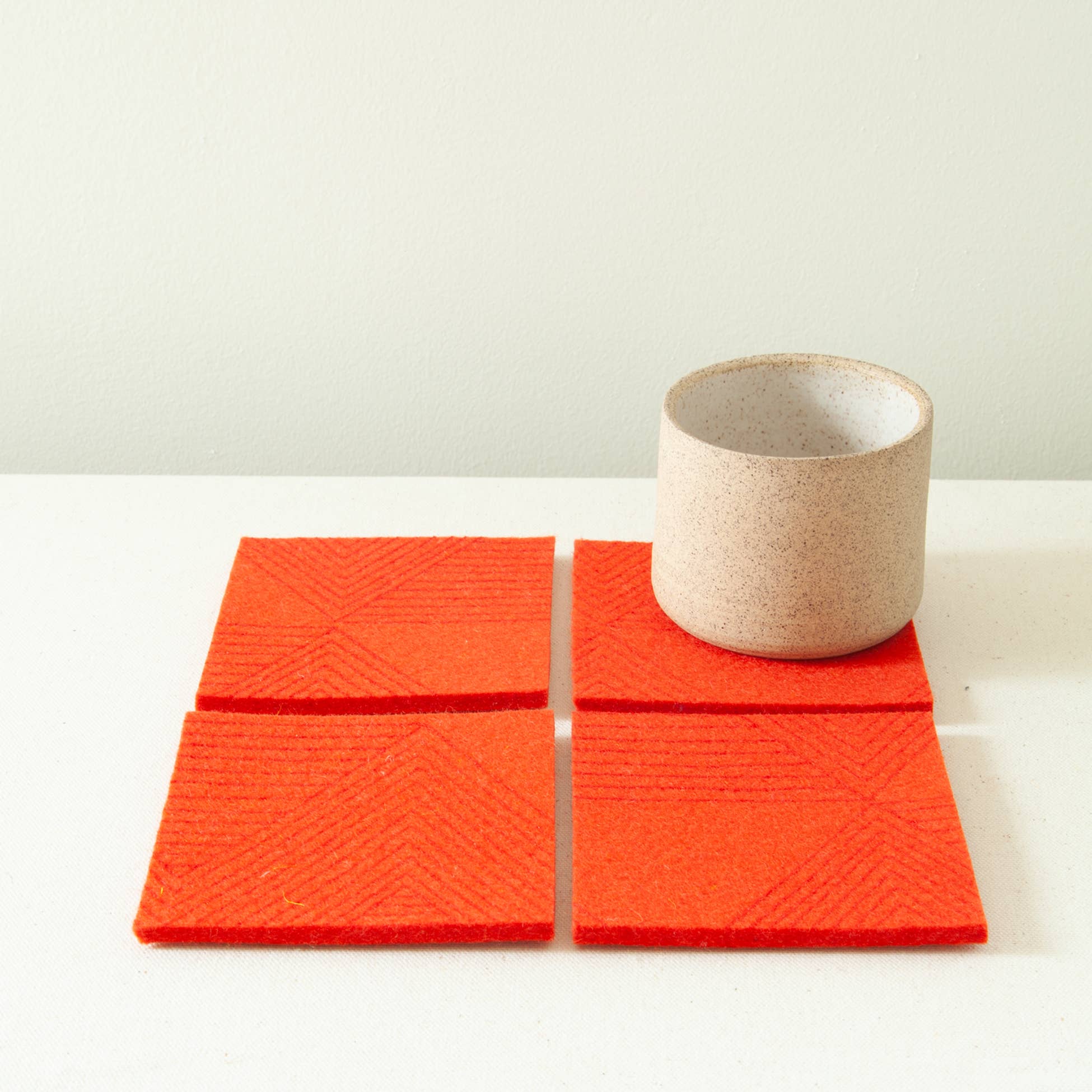 olgajoan - Wholesale Coasters - Coasters/Red Zig Zag Print on Tomato Wool Felt0
