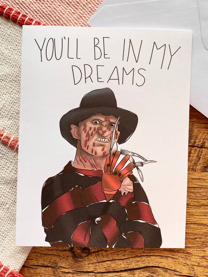 You'll Be In My Dreams Freddy Krueger Greeting Card for wholesale by Tess Givnish Artist
