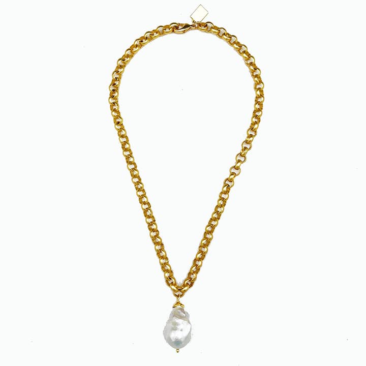132-01-G | COLAR TURCO SIMPLES (BRANCO/DOURADO) por atacado de Girl With A Pearl