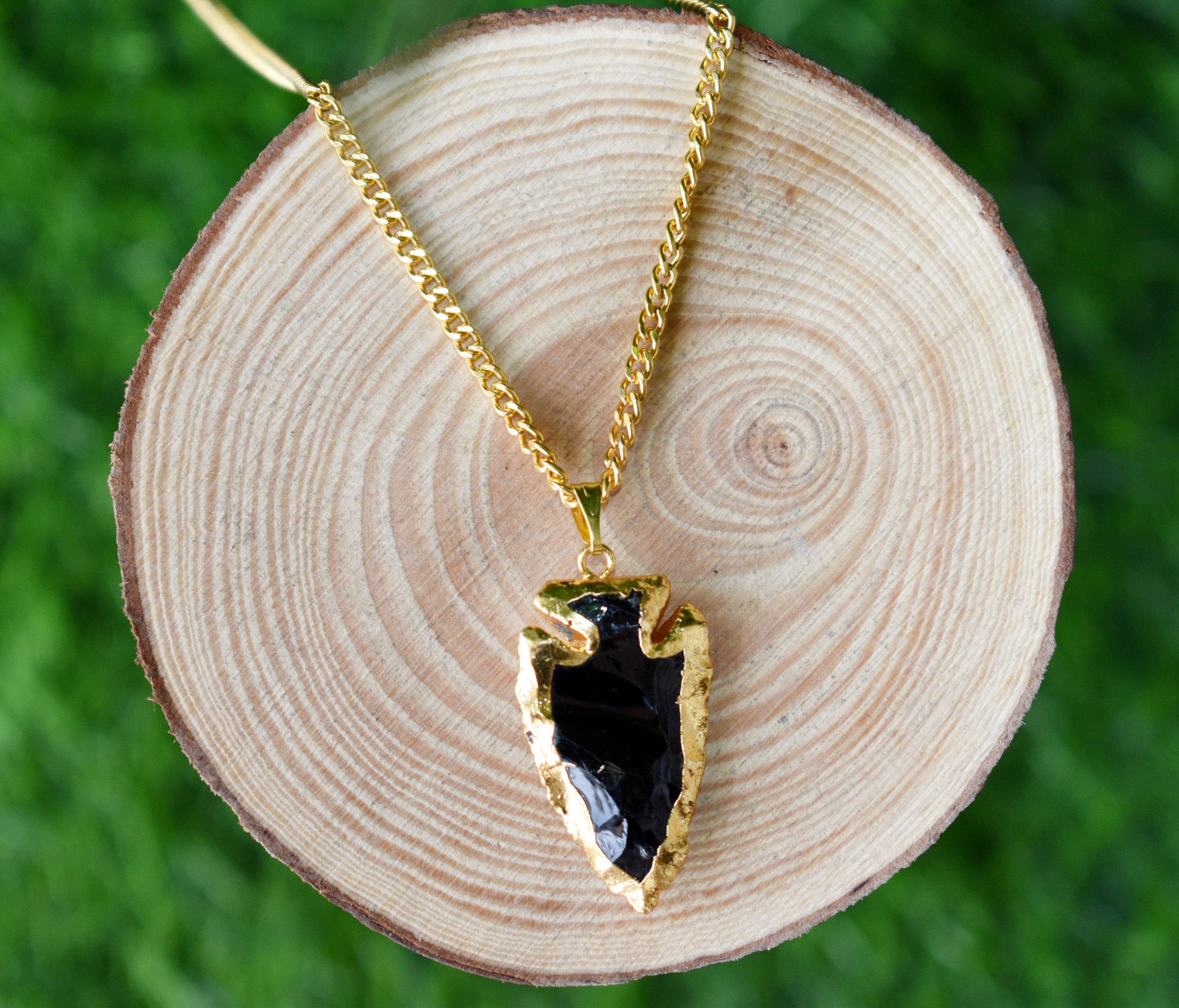 Soothing Crystals - Wholesale Individual Charm/Pendant - Arrowhead Pendant| Electroplated Gold| Genuine Stone Jewelry6