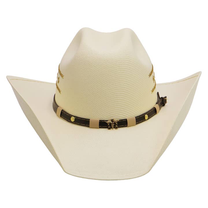IVORY Gold Rodeo Vaquero Bangora Straw Cowboy Hat for wholesale on Faire4