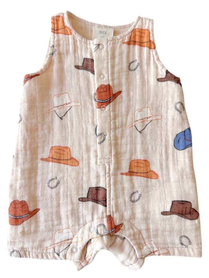 SIIX Collection - Wholesale Jumpsuit - Baby - Western / Muslin Shortie Romper
