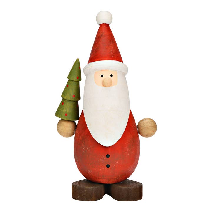 Figurine de Saint-Nicolas avec sapin en bois, rouge (L/H/P) 9x16x7cm pour la vente par Wurm