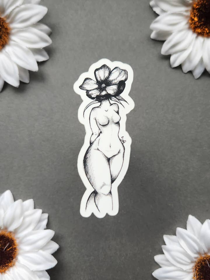 Flower woman sticker for wholesale by Suzen's Art Shop