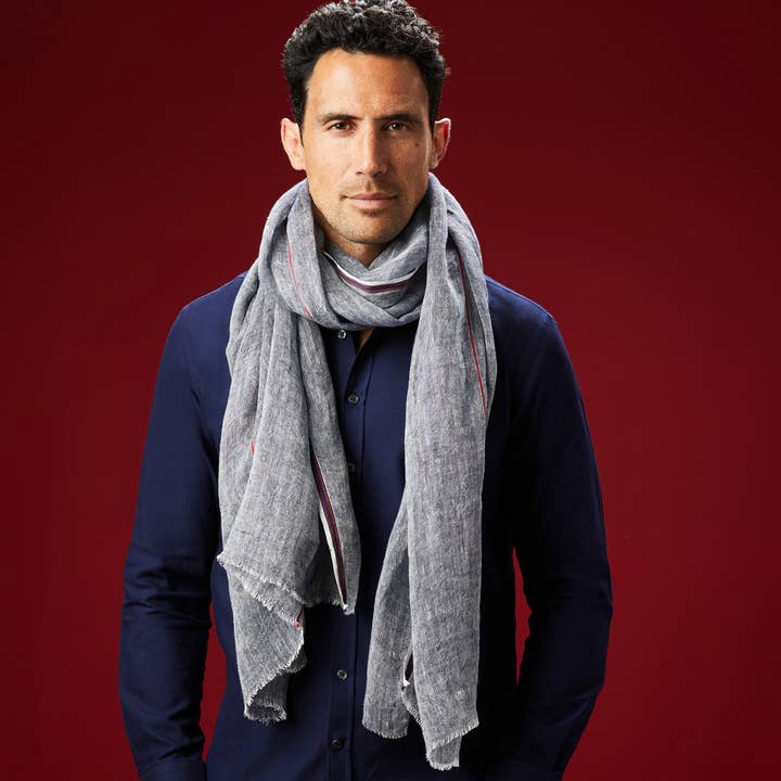 AV08 PARIS - Wholesale Scarf - Men's - MAYA BAY CHAMBRAY LINEN SCARF