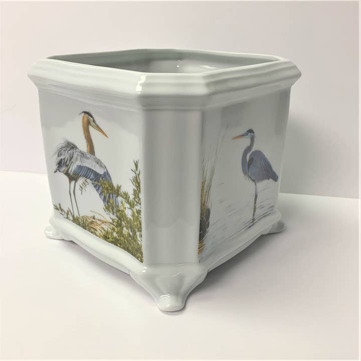 Blue Heron Cache Pot, 7" Square, Porcelain Planter and other Purchase Wholesale cache pot. Free Returns & Net 60 Terms on Faire trending on Faire.