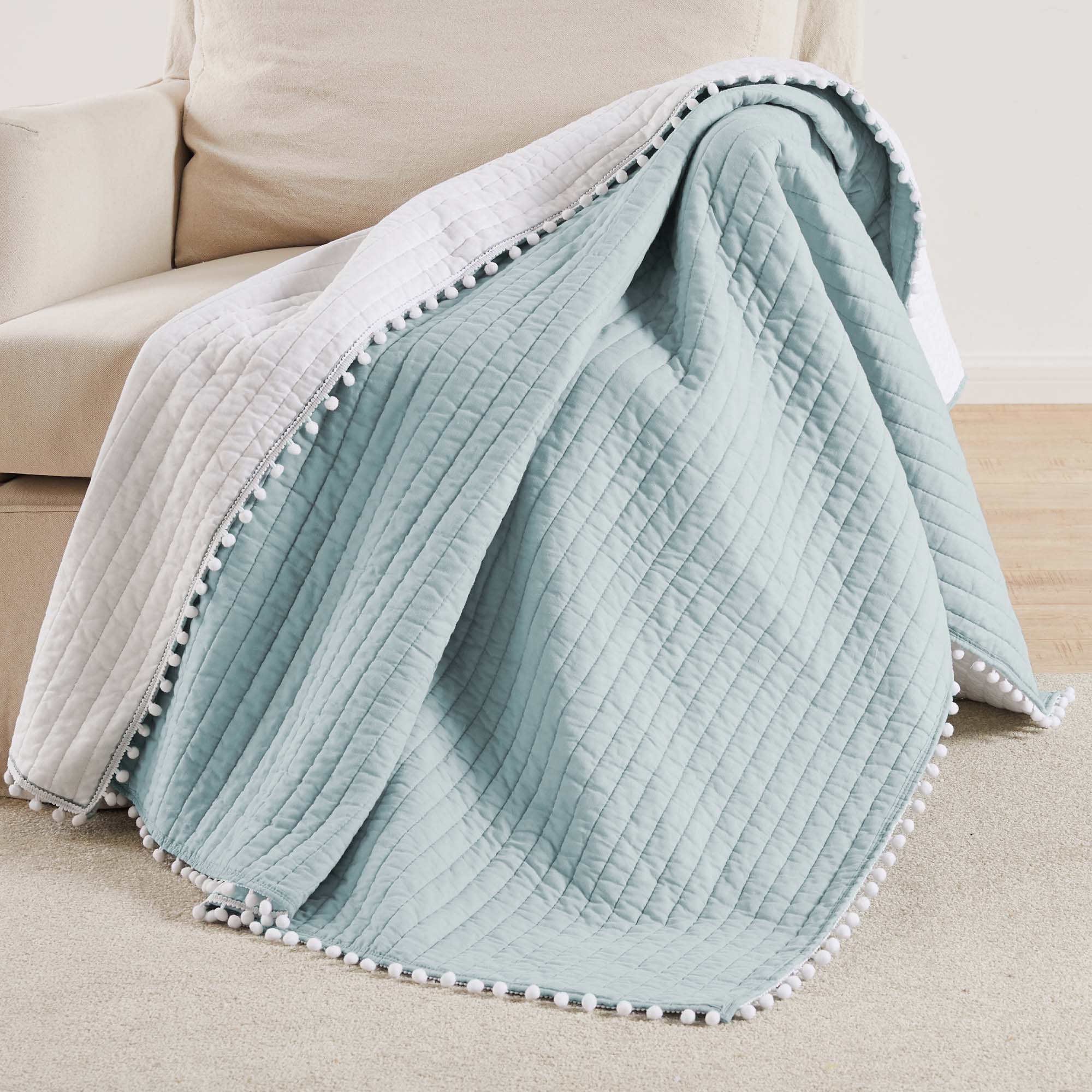 Levtex Home - Wholesale Throw Blanket - Pom Pom Quilted Throw4