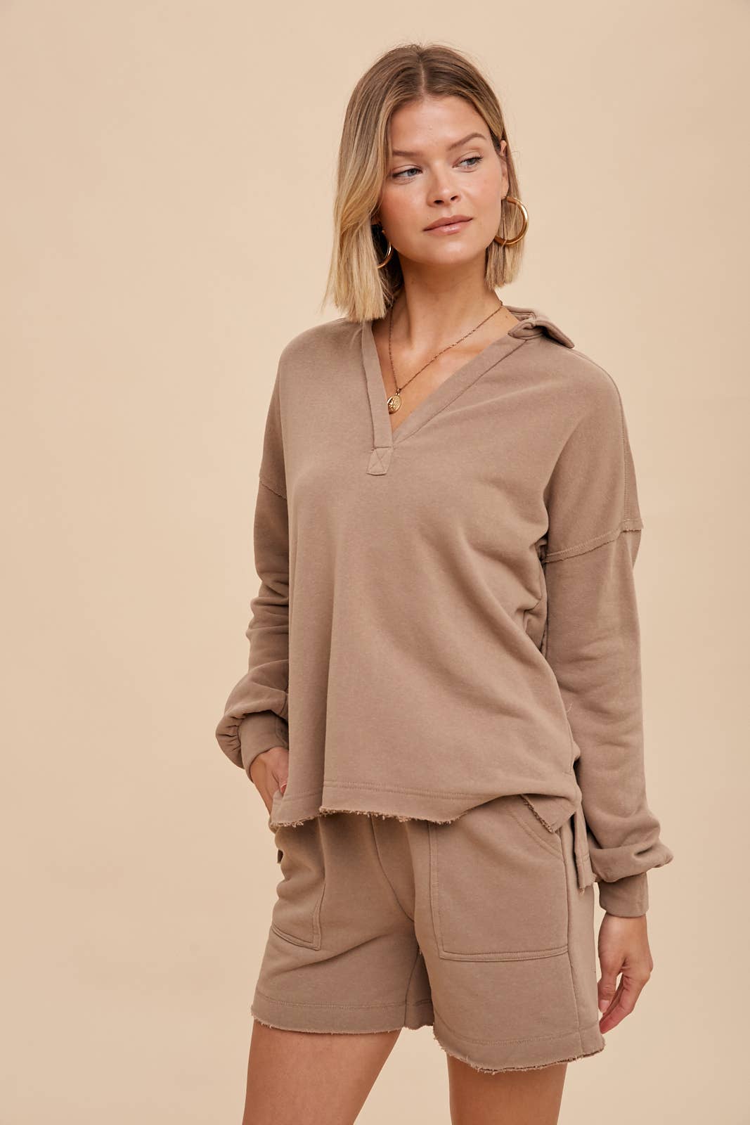 In Loom – Sweatshirt - Mulher por atacado – PULÔVER DE COLARINHO LAVADO PARA ROUPA7