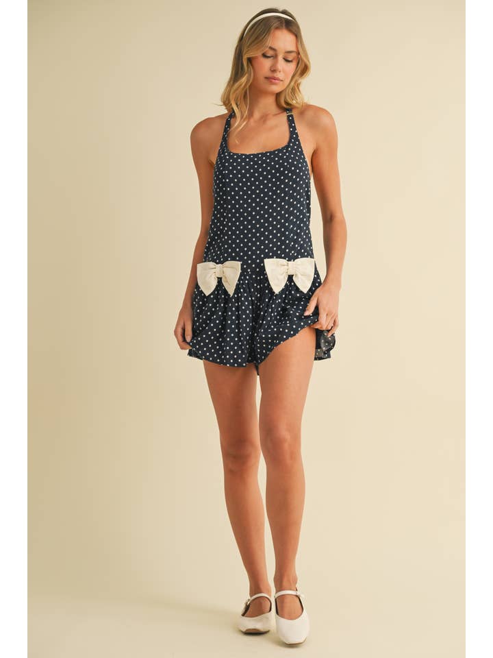 Klesis - Vente Combishort – femme - IR2204 COMBISHORT À POIS AVEC DÉTAILS NŒUD DEVANT3