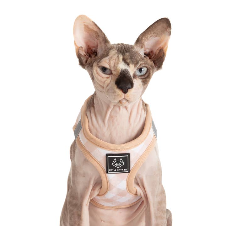 Little Kitty Co. - Wholesale Pet Harness - Cat - CAT STEP IN HARNESS: Latte Gingham2