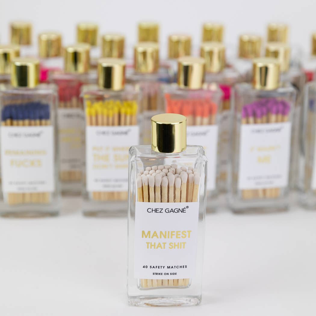 Chez Gagné - Wholesale Matches - Manifest That Shit - Glass Bottle Safety Matches - White3