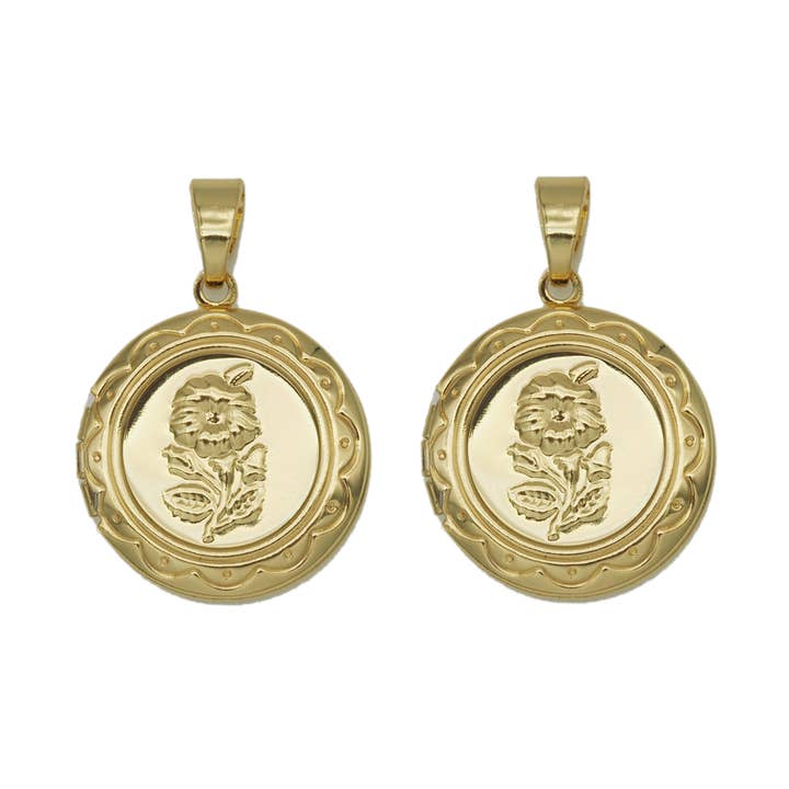 BestBeads&Beyond - Wholesale Individual charm/pendant - Lockets Rose Flower On Round Pendant, Sku#FH1900