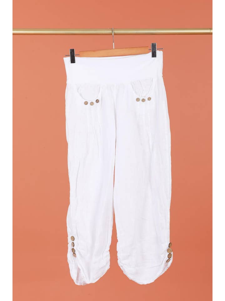 la maison des fibres naturelles - Wholesale Pants - Women's - 100% LINEN cropped pants 66491
