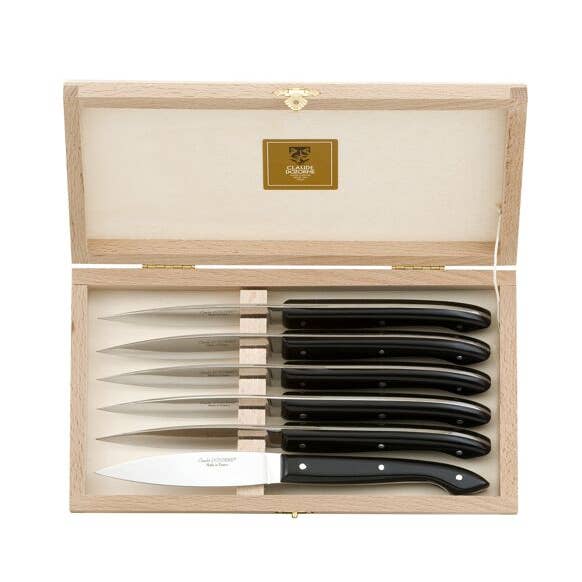 Coffret 6 couteaux à steak Capucin manche résine noire pour la vente par Claude Dozorme France