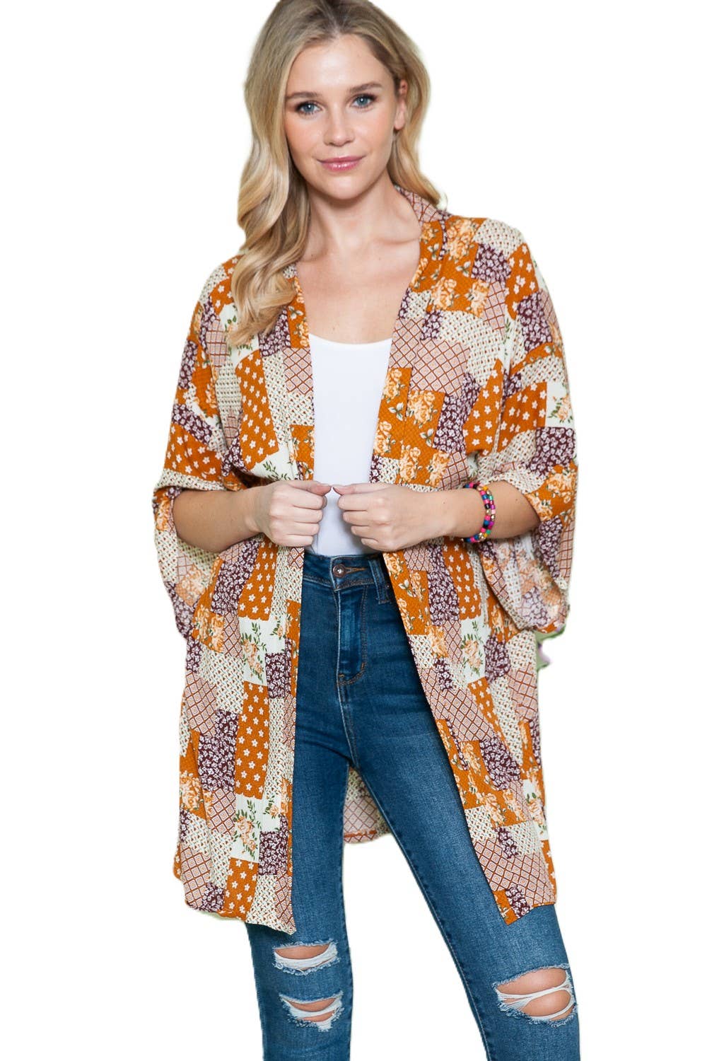 Justin & Taylor - Wholesale Kimono - Women's - Country Patchwork - Spring Time Kimono Cover-Up Top0