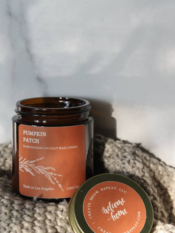 Pumpkin Patch - coconut wax candle for wholesale by Create. Meow. Repeat. LLC