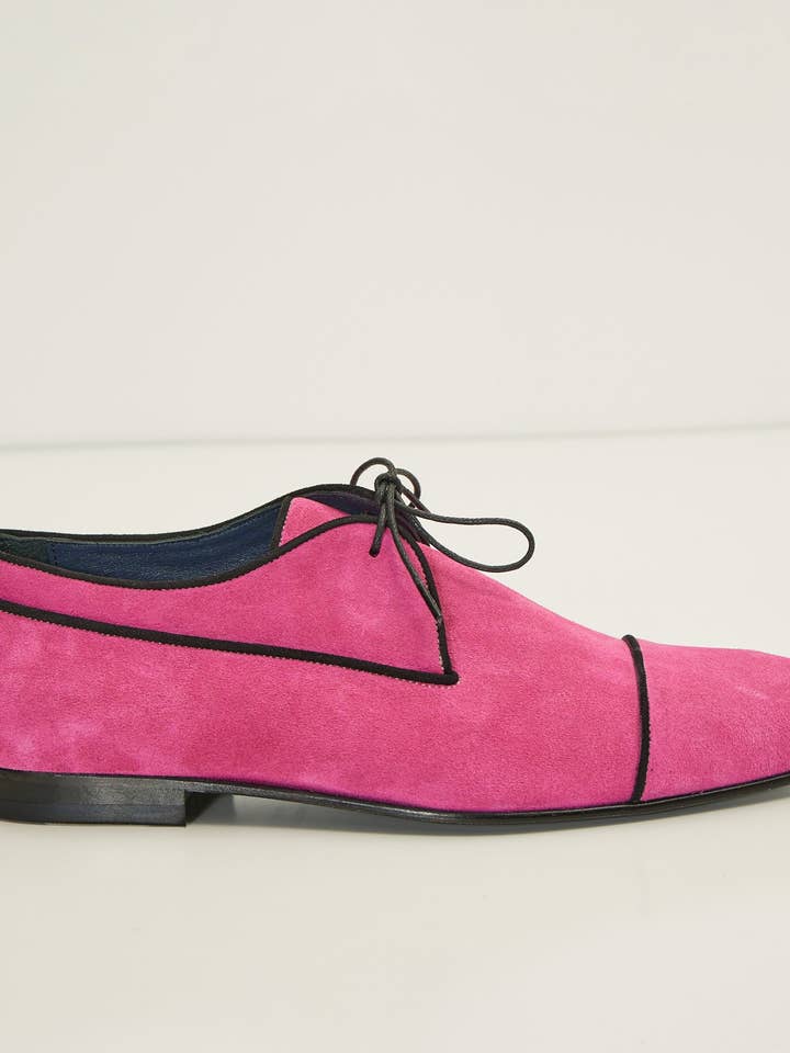 Men's The Formal Leather Cap Toe Derby Shoes - Pink Suede for wholesale by Ron Tomson