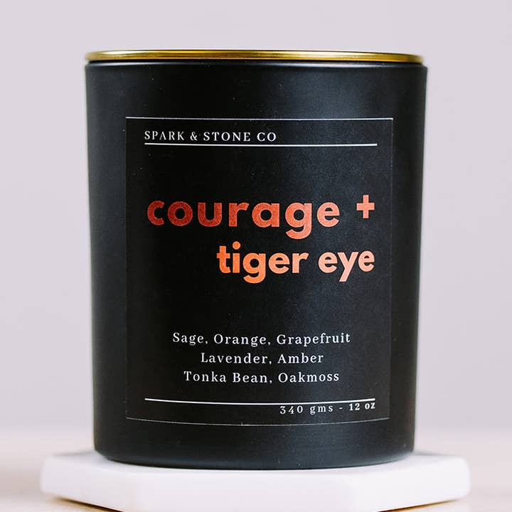Courage + Tiger Eye Candle for wholesale by Spark & Stone Co