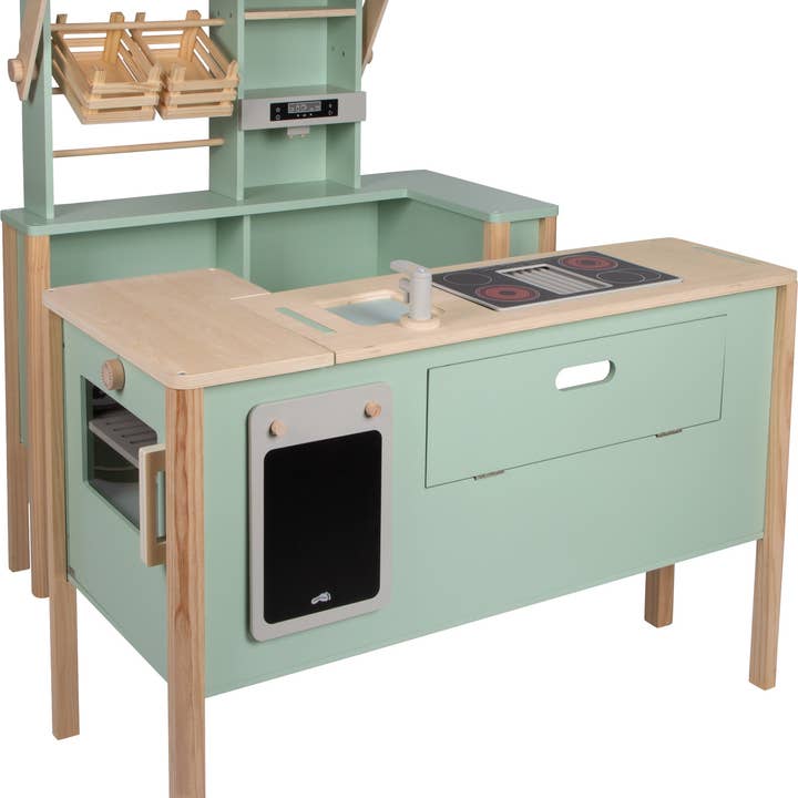 small foot - Wholesale Wood Toy - Kids - Play store and children's kitchen sage green "fresh" | Kitchen | Wood1