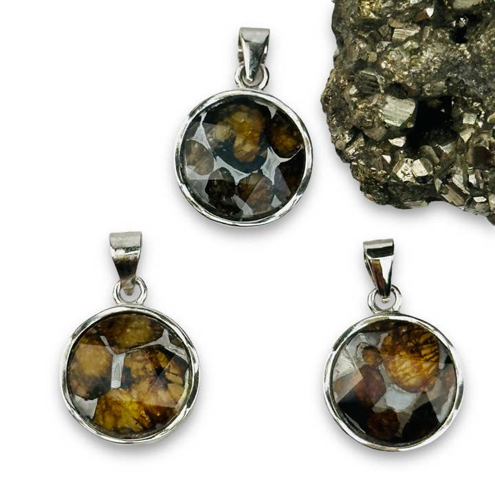 Rock Paradise - Wholesale Individual Charm/Pendant - Sericho Pallasaite Meteorite Crystal Silver Pendant2