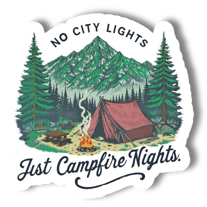 National Parks and Beyond - Wholesale Sticker - No City Lights, Just Campfire Nights – 3” Vinyl Sicker