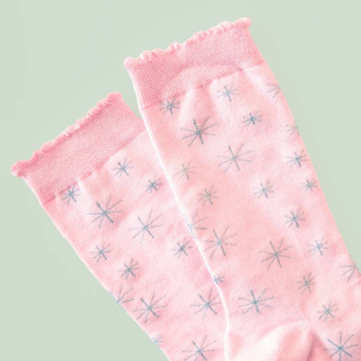 Star Crew Socks | Pink & Silver for wholesale by Sunshine Studios