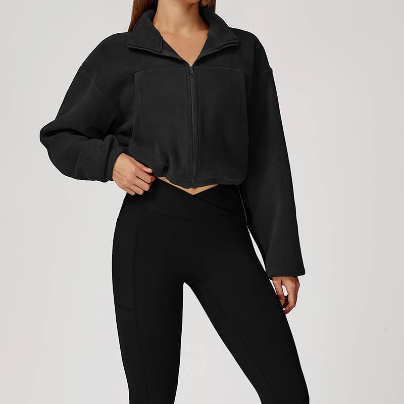 WONDERXFANS – Casaco de desporto - Mulher por atacado – Casaco polar de gola alta à prova de vento3