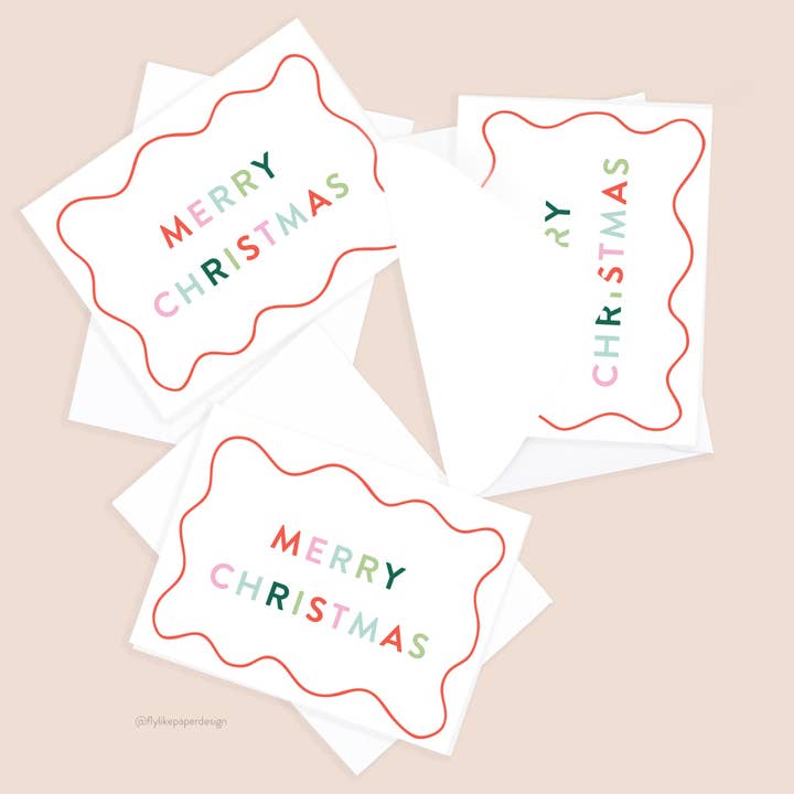 Mini Merry Christmas Cards (6 Pack) for wholesale by Fly Like Paper Design