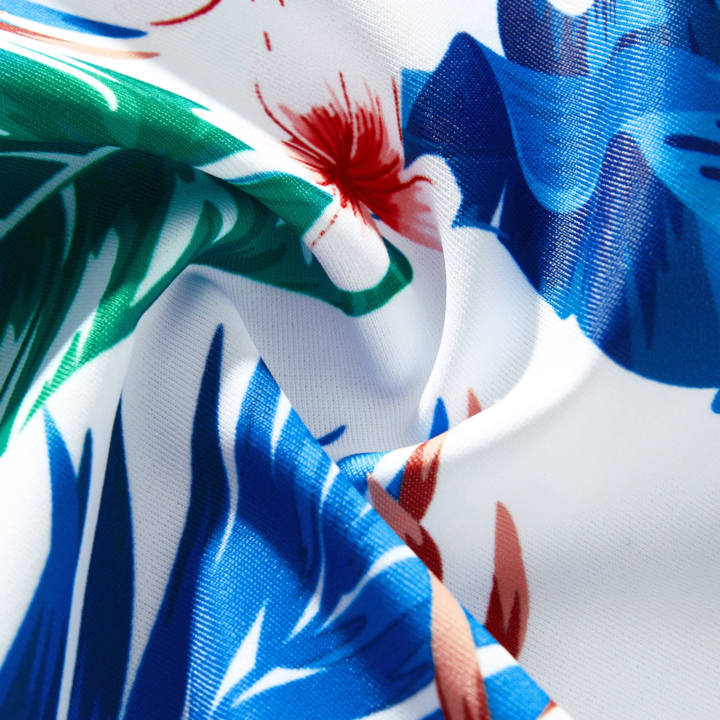 Red Matching Family Tropical Plant One-piece Swimsuit or trunks for wholesale on Faire28