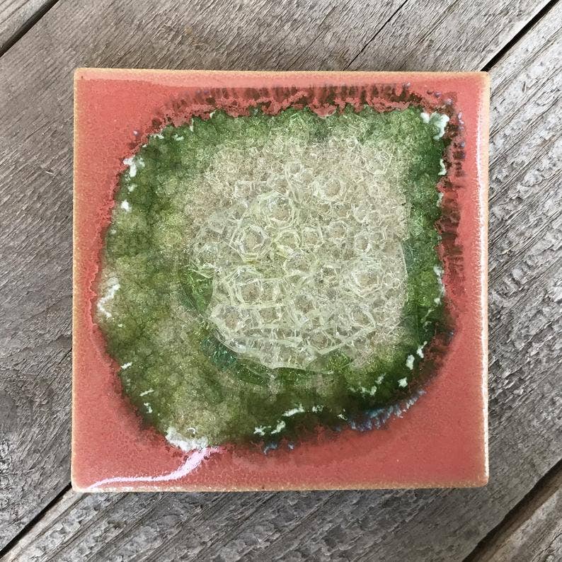 Dock 6 Pottery - Vente Sous-verre - Sous-verre Geode Crackle, individuel, 4 « x 4", verre fondu23