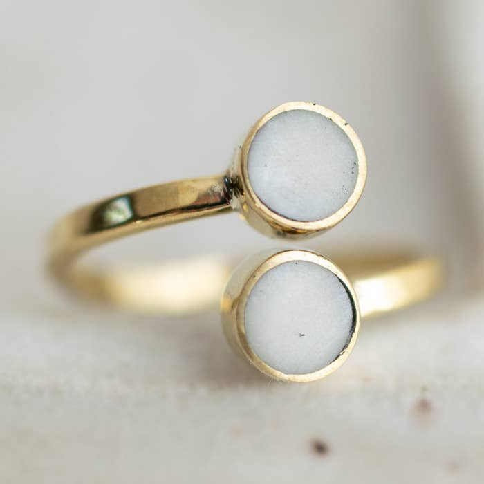 Adjustable Brass Wrap Band Ring with Recycled Bone for wholesale by Fair + Simple