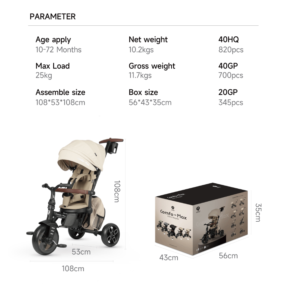 Devessport - Wholesale Stroller Trike - Kids & Baby - Qplay Comfo Max 8-in-1 Evolutionary Tricycle / 10-72 months10