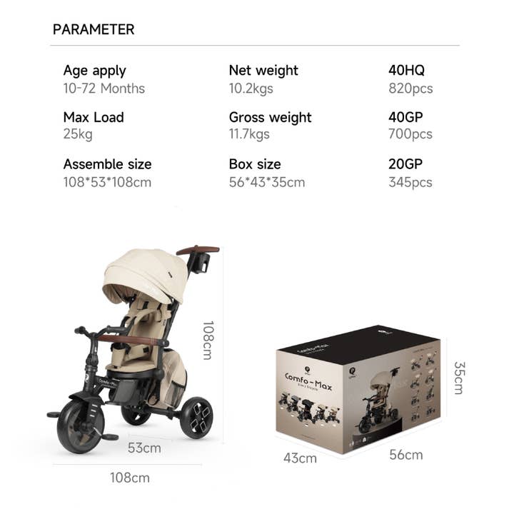 Devessport - Wholesale Pram trike – Kids & baby - Qplay Comfo Max 8-in-1 Evolutionary Tricycle / 10-72 months10