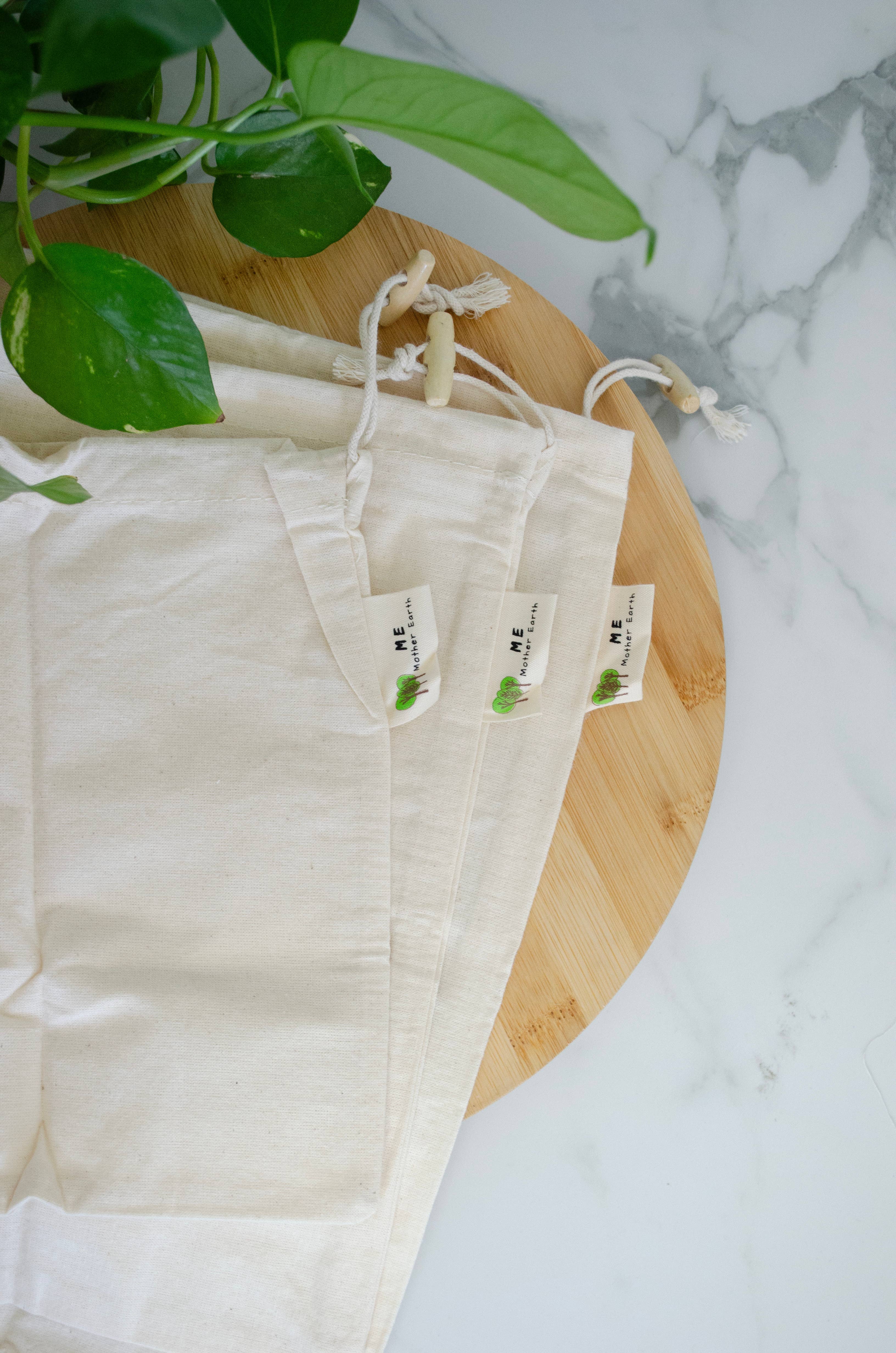 Me Mother Earth – Engroshandel Indkøbspose/indkøbstaske – Cotton muslin-genbrugelige indkøbsposer i sæt af 38