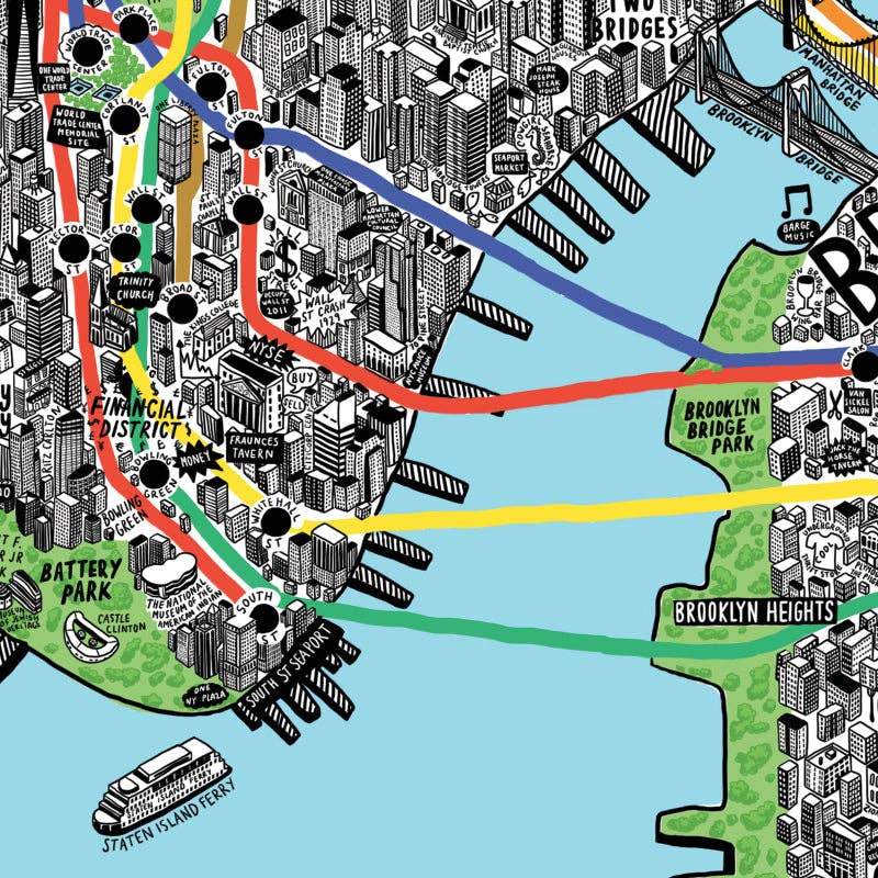 Evermade - Wholesale Art Print - Hand Drawn Map of New York Art Print4