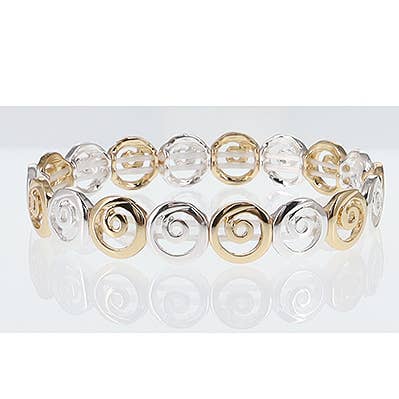 Bracciale Elastico Rotondo a Spirale Argento_Oro Swirl FR7121 per la vendita all'ingrosso da parte di 0011 PREMIERE