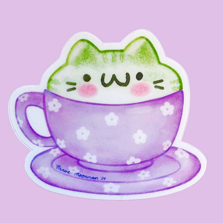Adesivo Cat Matcha Latte por atacado de Brave Moonman