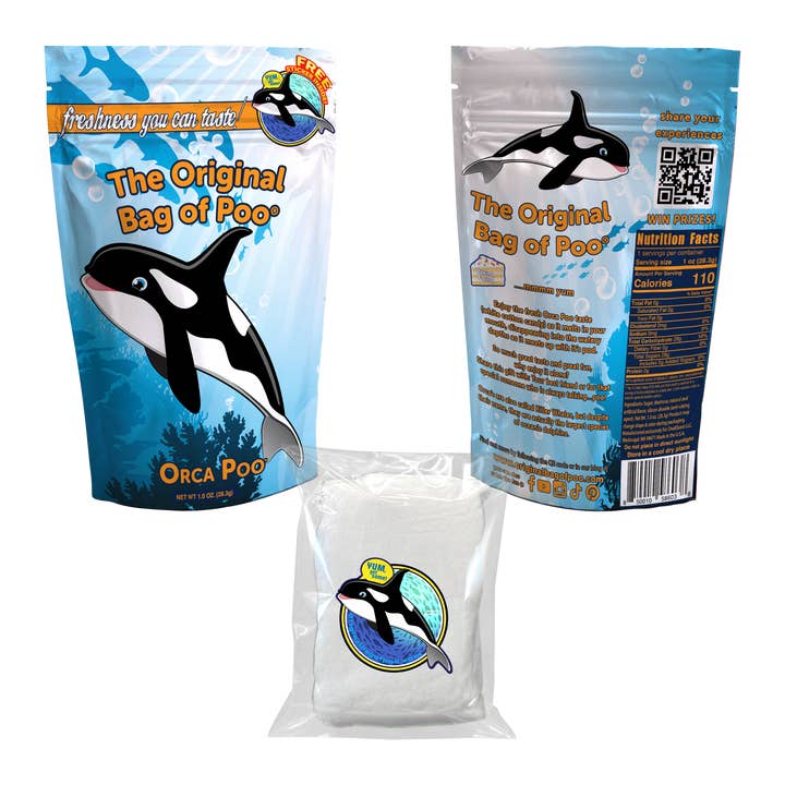 Le Sac de Caca Original® (Caca de Barbe à Papa Orca) pour la vente par "The Original Bag of Poo"® Novelty Cotton Candy