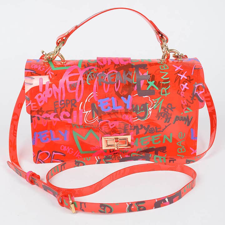 3AM BY H&D ACCESSORIES - Wholesale Top Handle Bag - Women's - Graffiti PVC Top Handle Bag for Women