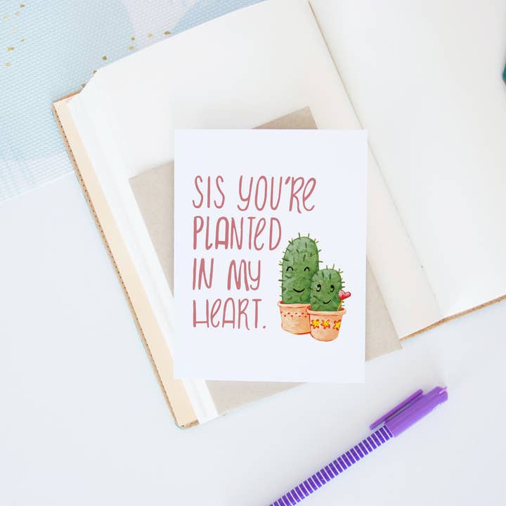 SALE // Sis You’re Planted in My Heart Card for wholesale by Hop & Flop