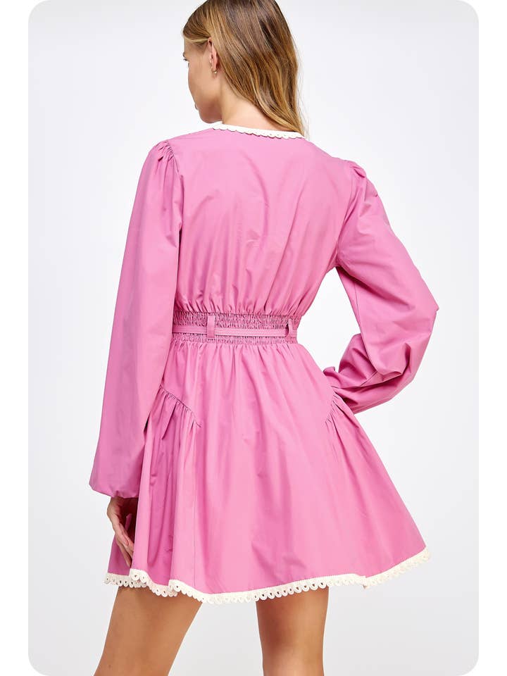 Strut & Bolt - Wholesale Dress - Women's - Lace Trim Detail Poplin Mini Dress16