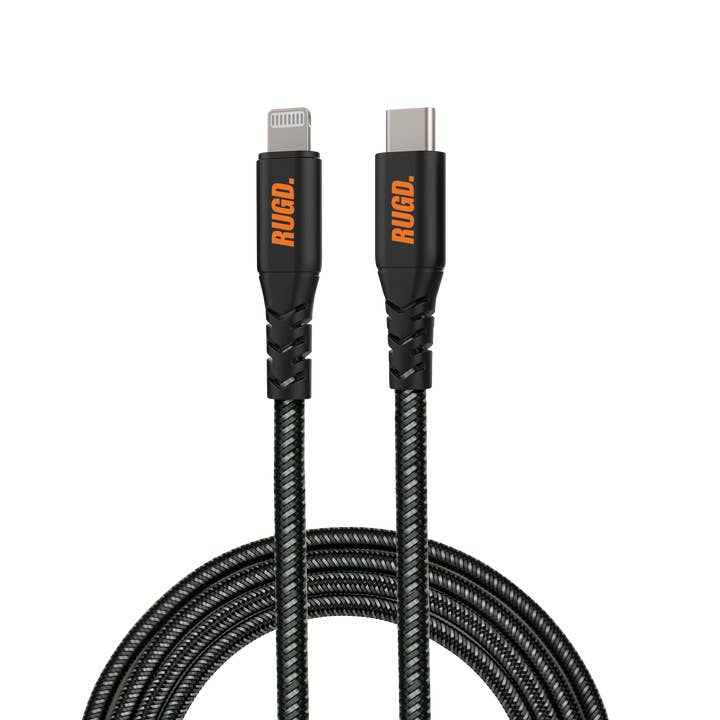 RHINO POWER LIGHTNING MFI TO USB-C CHARGING CABLE - 3A, 60W for wholesale by RUGD.