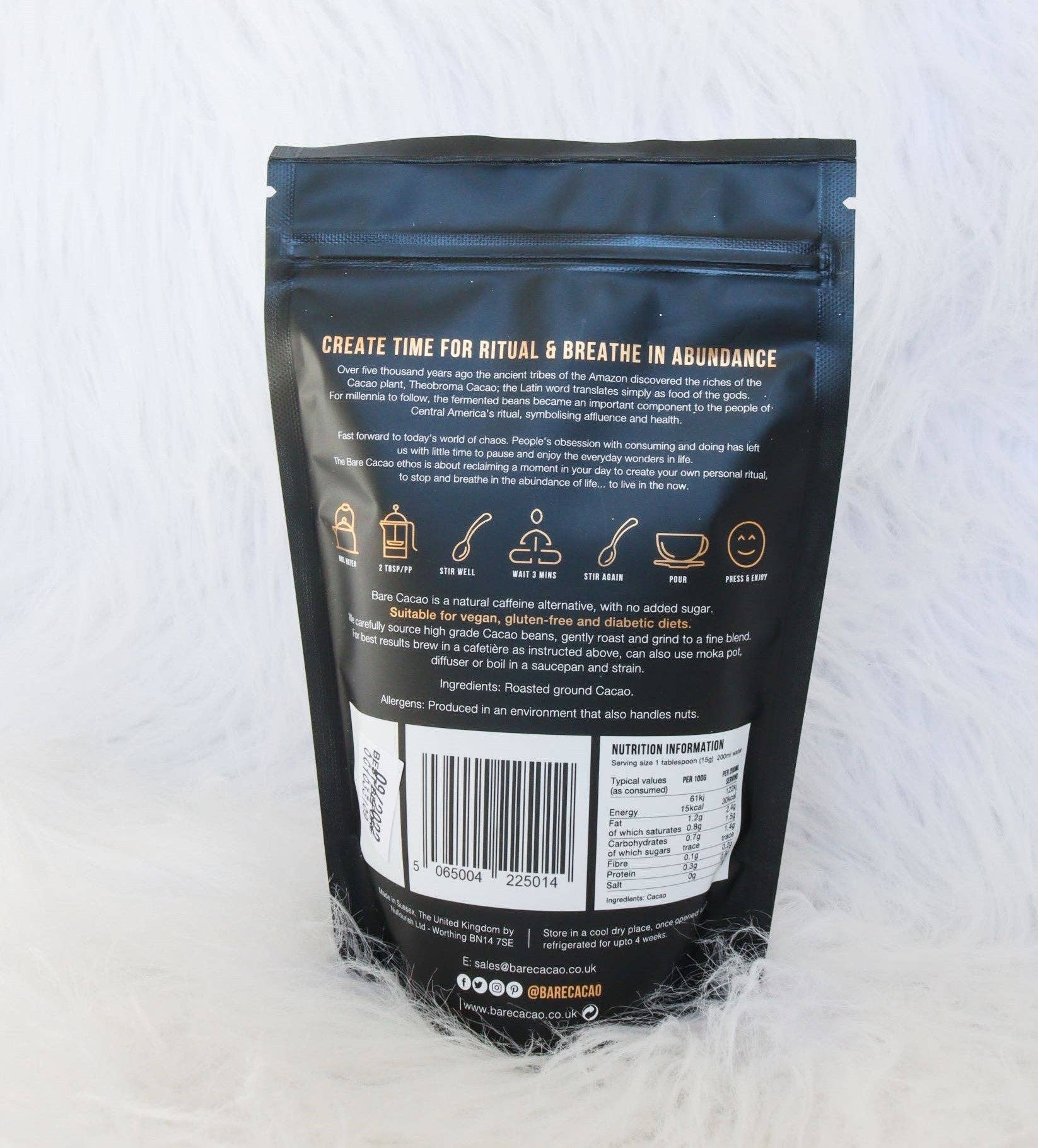 Bare Cacao - Wholesale Ground Coffee - Bare Cacao - brewed cacao  coffee alternative 225g1